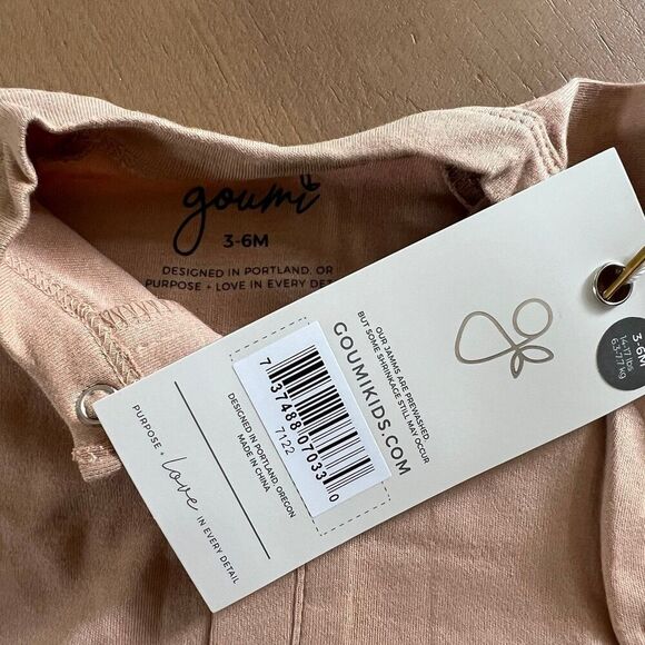 NWT Goumi Kids Sandstone Baby Gown SZ 3-6 mo Tan Snap Bamboo Sleeper Jamms - Picture 3 of 3
